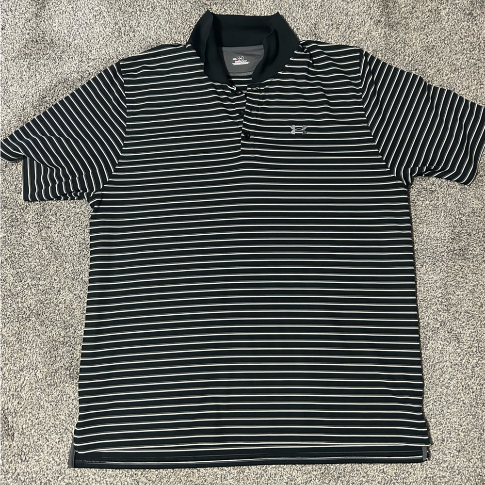 Under Armour Men's Polo with Black and White Stripes